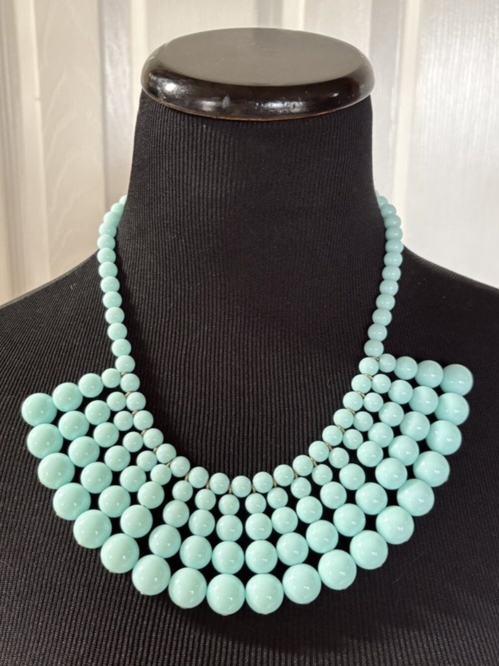 J Crew Turquoise Aqua Having a Ball Beaded  Bib Collar Necklace Retro Bubble